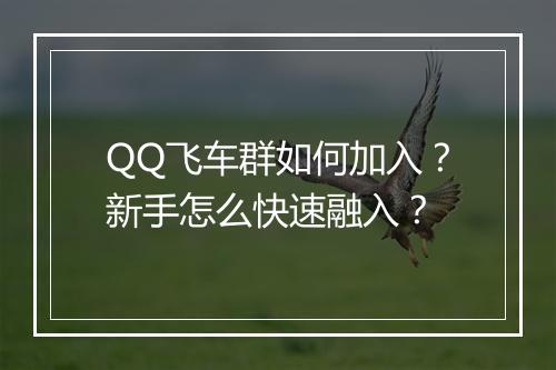 QQ飞车群如何加入?新手怎么快速融入?