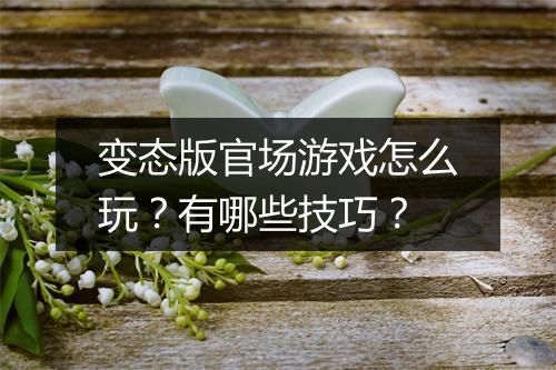 变态版官场游戏怎么玩？有哪些技巧？