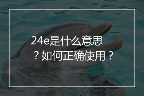 24e是什么意思？如何正确使用？