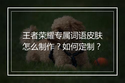 王者荣耀专属词语皮肤怎么制作？如何定制？
