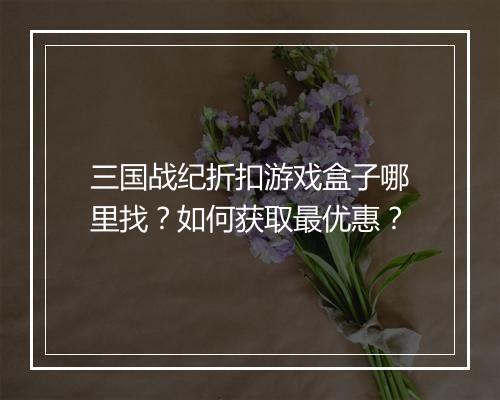 三国战纪折扣游戏盒子哪里找?如何获取最优惠?