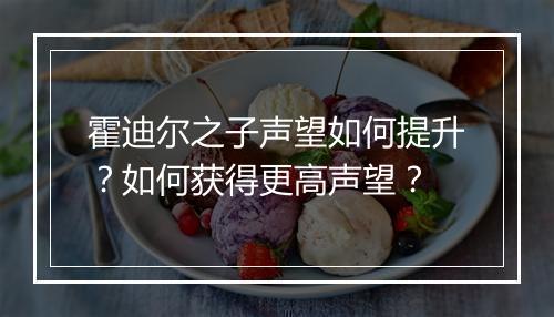 霍迪尔之子声望如何提升？如何获得更高声望？