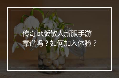 传奇bt版散人新服手游靠谱吗？如何加入体验？