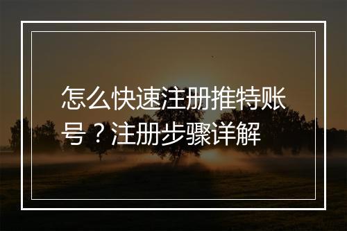 怎么快速注册推特账号？注册步骤详解