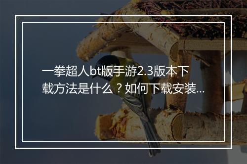 一拳超人bt版手游2.3版本下载方法是什么?如何下载安装?