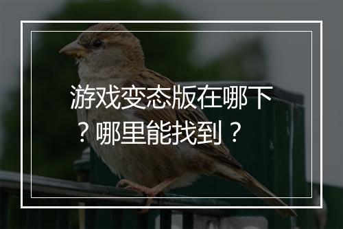 游戏变态版在哪下？哪里能找到？