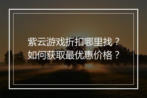 紫云游戏折扣哪里找?如何获取最优惠价格?