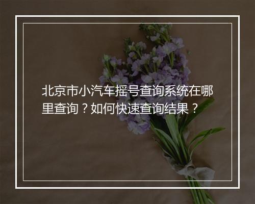 北京市小汽车摇号查询系统在哪里查询?如何快速查询结果?