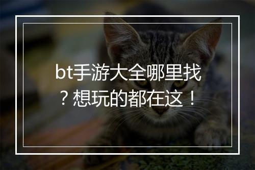 bt手游大全哪里找?想玩的都在这!
