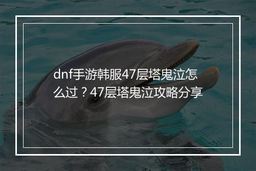 dnf手游韩服47层塔鬼泣怎么过？47层塔鬼泣攻略分享