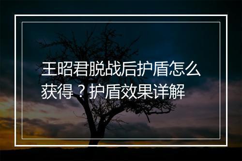 王昭君脱战后护盾怎么获得?护盾效果详解
