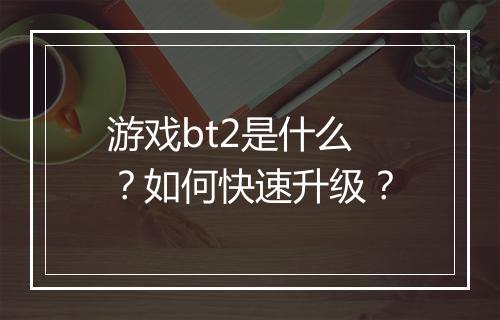 游戏bt2是什么?如何快速升级?