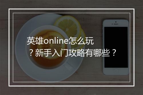 英雄online怎么玩？新手入门攻略有哪些？