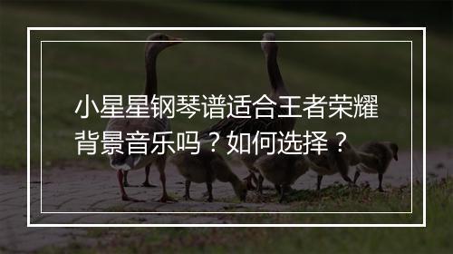 小星星钢琴谱适合王者荣耀背景音乐吗？如何选择？