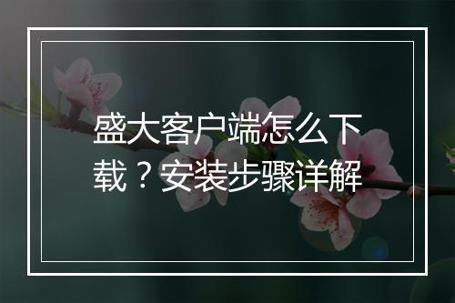 盛大客户端怎么下载?安装步骤详解