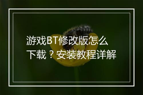 游戏BT修改版怎么下载？安装教程详解