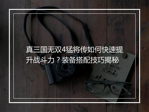 真三国无双4猛将传如何快速提升战斗力？装备搭配技巧揭秘