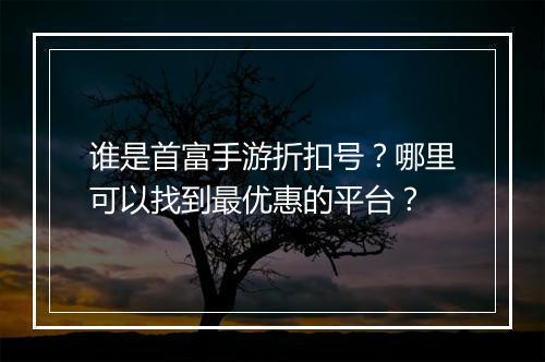 谁是首富手游折扣号?哪里可以找到最优惠的平台?