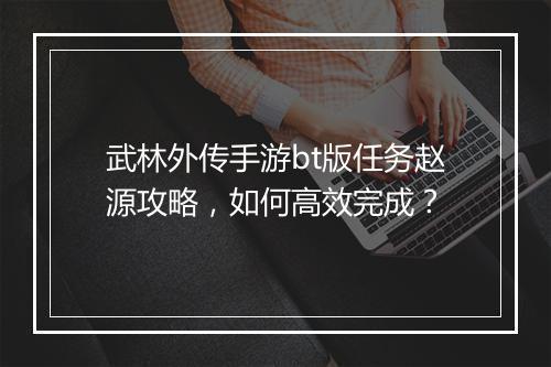 武林外传手游bt版任务赵源攻略，如何高效完成？