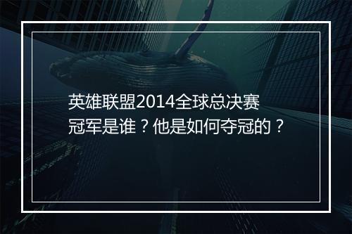 英雄联盟2014全球总决赛冠军是谁？他是如何夺冠的？