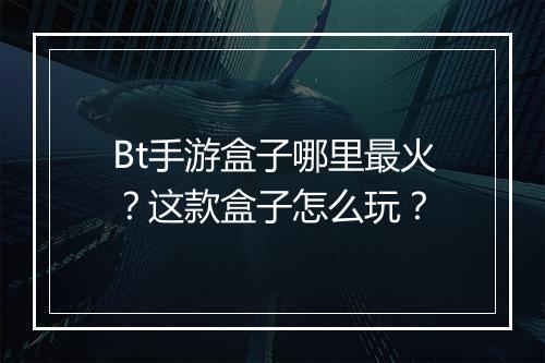 Bt手游盒子哪里最火?这款盒子怎么玩?