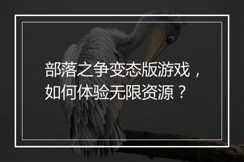 部落之争变态版游戏,如何体验无限资源?