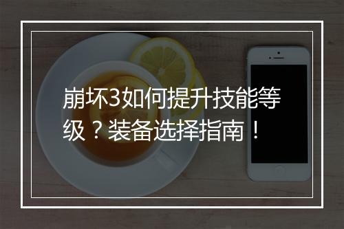 崩坏3如何提升技能等级？装备选择指南！