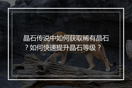 晶石传说中如何获取稀有晶石？如何快速提升晶石等级？