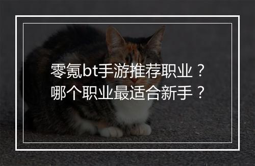 零氪bt手游推荐职业？哪个职业最适合新手？