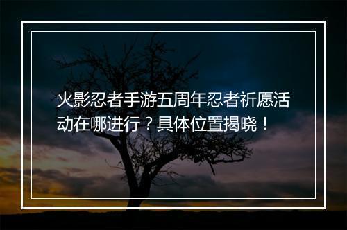 火影忍者手游五周年忍者祈愿活动在哪进行？具体位置揭晓！