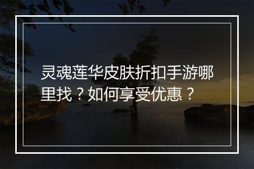 灵魂莲华皮肤折扣手游哪里找?如何享受优惠?