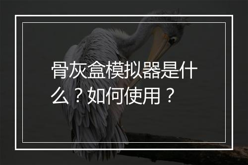 骨灰盒模拟器是什么?如何使用?