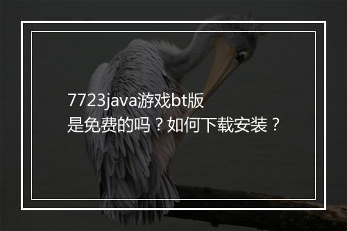 7723java游戏bt版是免费的吗？如何下载安装？