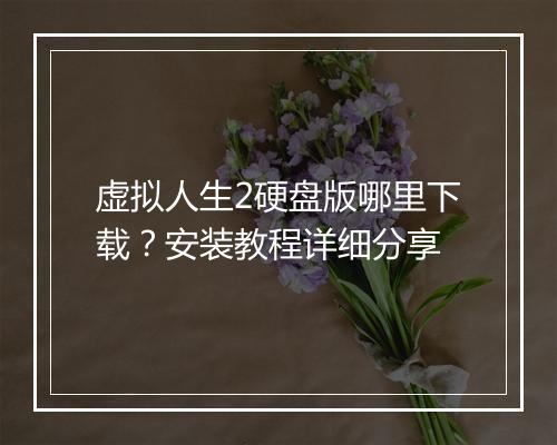 虚拟人生2硬盘版哪里下载？安装教程详细分享