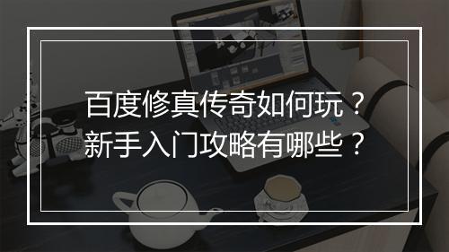 百度修真传奇如何玩？新手入门攻略有哪些？