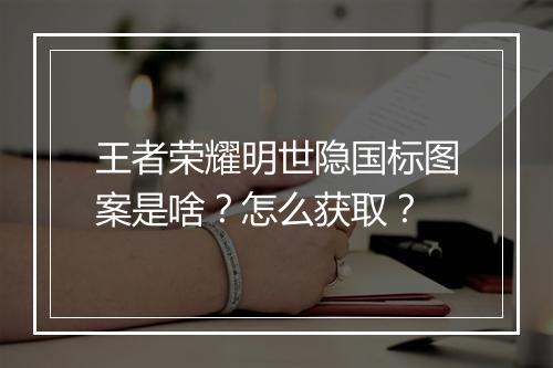 王者荣耀明世隐国标图案是啥？怎么获取？