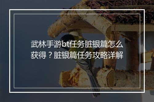 武林手游bt任务脏银篇怎么获得?脏银篇任务攻略详解