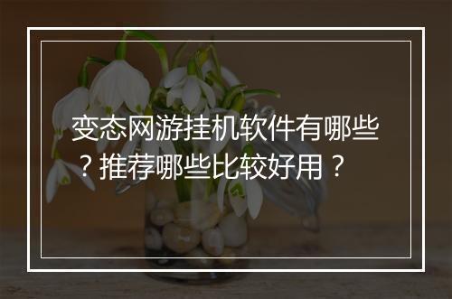 变态网游挂机软件有哪些？推荐哪些比较好用？