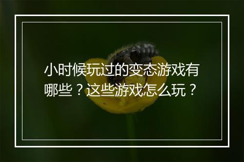 小时候玩过的变态游戏有哪些？这些游戏怎么玩？