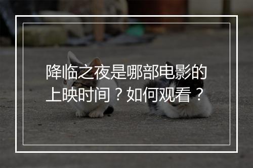 降临之夜是哪部电影的上映时间？如何观看？