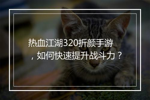 热血江湖320折颜手游，如何快速提升战斗力？
