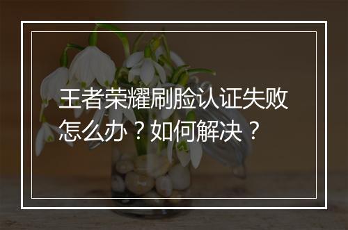 王者荣耀刷脸认证失败怎么办？如何解决？