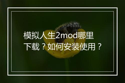 模拟人生2mod哪里下载?如何安装使用?