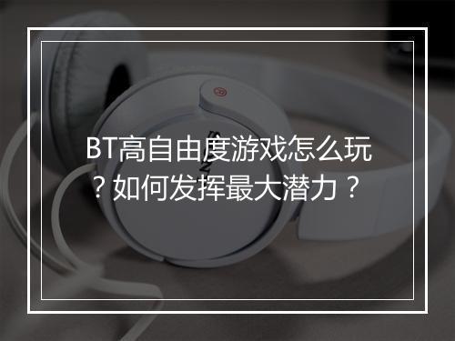 BT高自由度游戏怎么玩?如何发挥最大潜力?