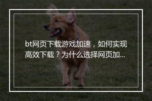 bt网页下载游戏加速,如何实现高效下载?为什么选择网页加速?