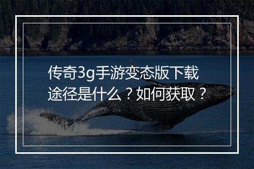 传奇3g手游变态版下载途径是什么?如何获取?