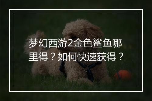 梦幻西游2金色鲨鱼哪里得？如何快速获得？