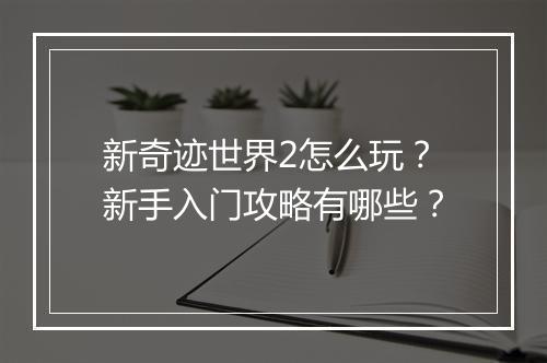新奇迹世界2怎么玩?新手入门攻略有哪些?