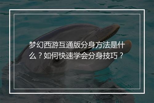 梦幻西游互通版分身方法是什么？如何快速学会分身技巧？