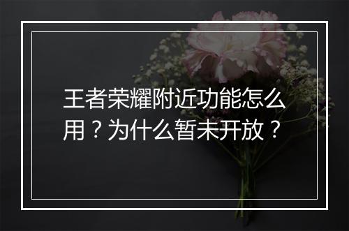 王者荣耀附近功能怎么用?为什么暂未开放?